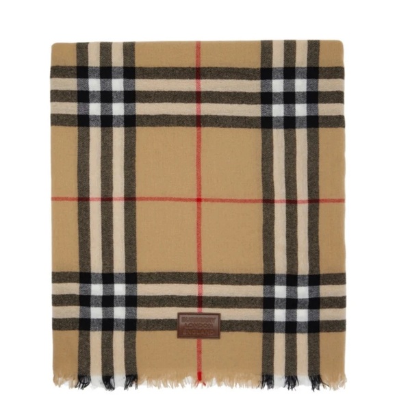 Burberry Scarf 100% Cashmere Combination PQ Beetroot New With Tag - Picture 2 of 8
